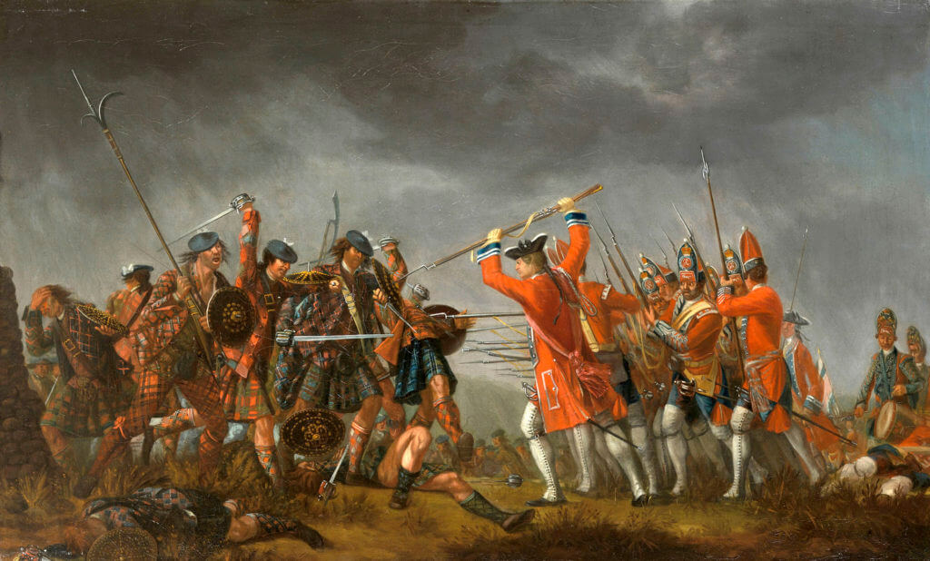 Bitva u Cullodenu na obraze Davida Moriera namalovaném hned v onom osudném roce 1746.