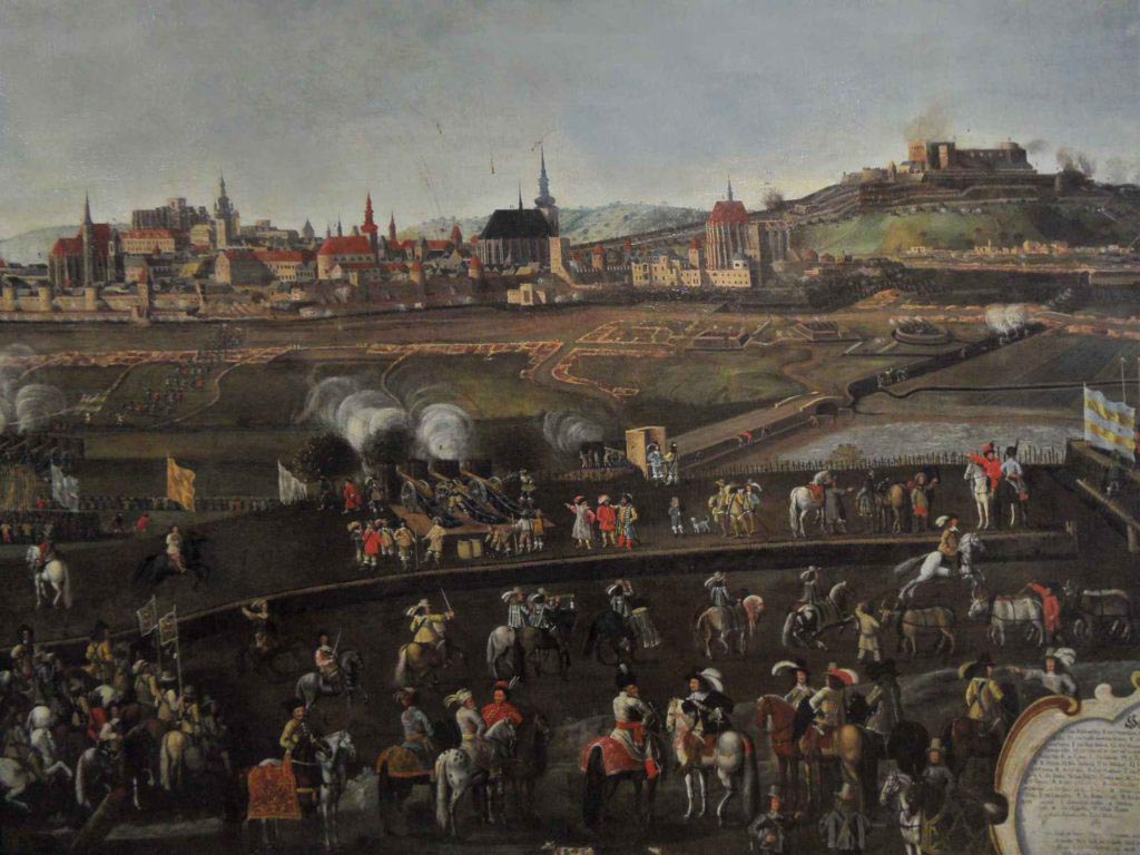 Část veduty zachycující obléhání města Brna v roce 1645 - Pohled na švédské zákopy