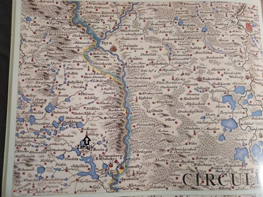 Jižní Čechy a Zahají na Müllerově mapě z roku 1720