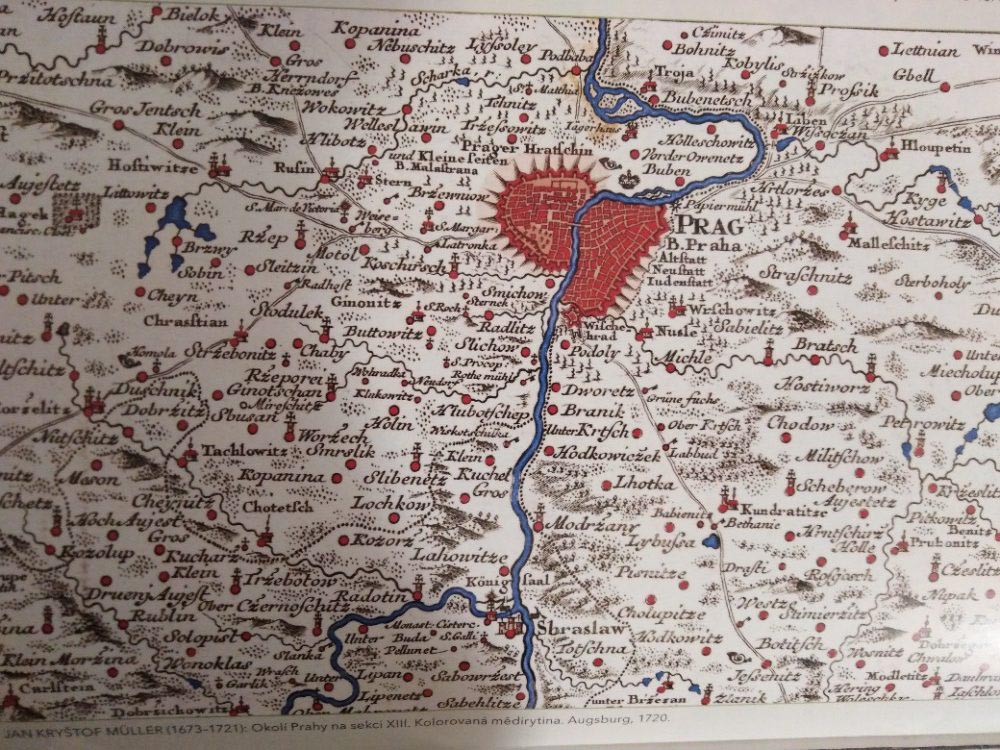 Praha na Müllerově mapě z roku 1720