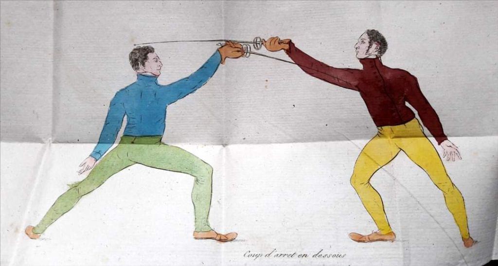 Lafaugèrova skica z jeho knihy o šermu Traité de l'art de faire des armes