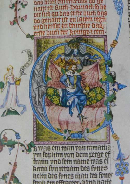 Král Václav IV. v iniciále Bible nazvané po něm samotném z počátku 15. století