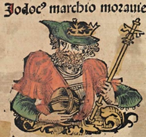 Markrabě Jošt Moravský v Norimberské kronice z 15. století
