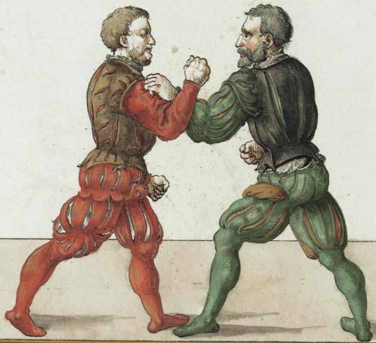 2. První odvrácení ruky. Ukázka z knihy Fabiana von Auerswald v pozdějším opise od Pauluse Hectora Maira z roku 1548.