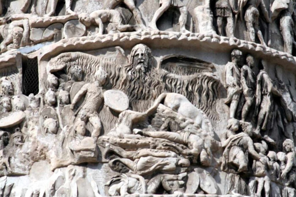 Událost se „zázračným deštěm“ na výjevu ze sloupu Marka Aurelia v Římě