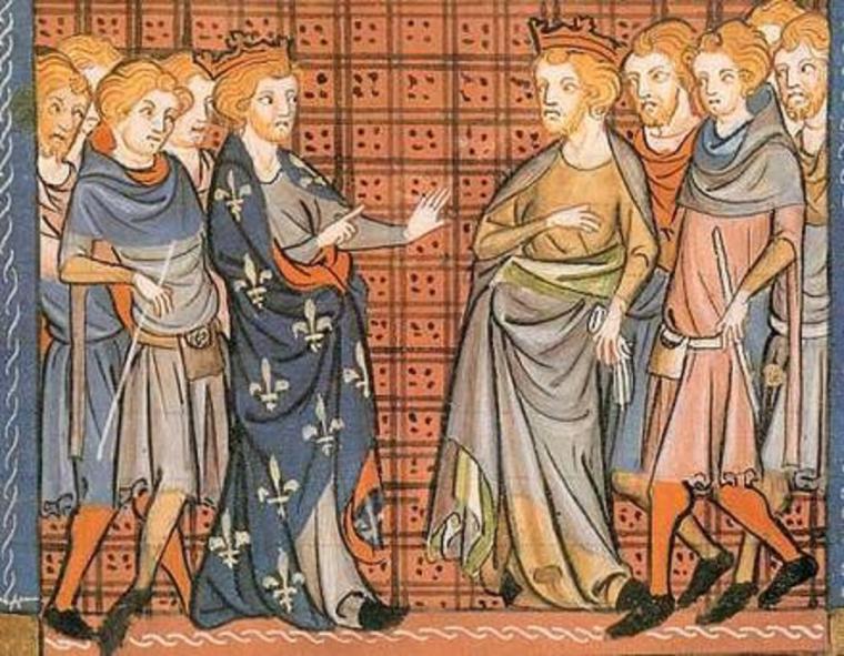 Setkání anglického krále Richarda a francouzského krále Filipa II. v Messině, Chroniques de Saint-Denis