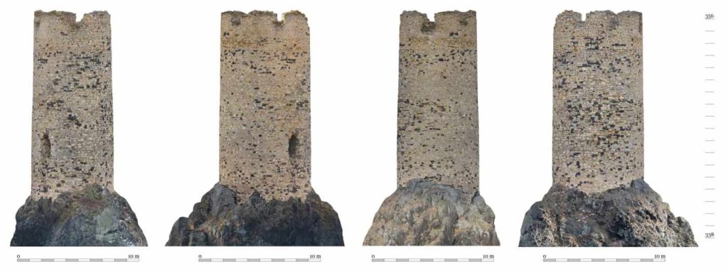 Obr. 4- Fotogrammetrické zaměření vnějších líců hlavní věže hradu Skalka (P. Hlavenka – M. Sýkora)