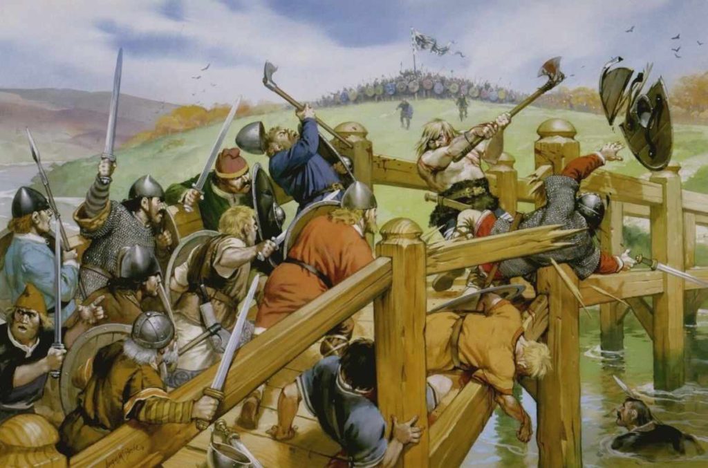 Osamocený berserk zadržuje na mostě útok anglosaské pěchoty