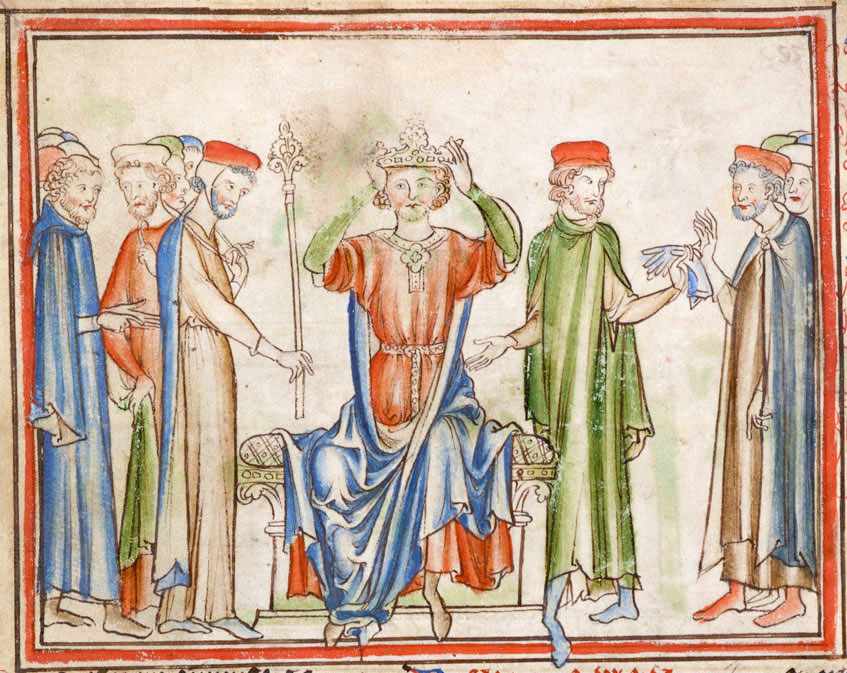 Korunovace Harolda Godwinsona z anonymního díla Život krále Edwarda Vyznavače ze 13. století